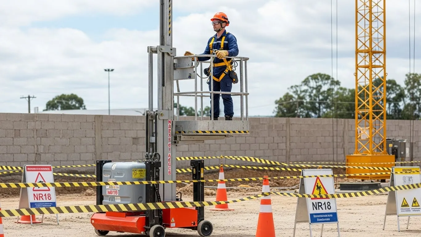 Operação segura de Plataforma de Mastro conforme NR-18
